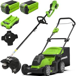 GreenWorks Bundle of Greenworks 40V Tagliaerba a Batteria G40LM41K2X and Greenworks 40V Decespugliatore a Batteria con Motore Brushless