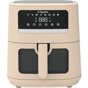 Tognana, Friggitrice ad aria 8L, doppia resistenza, display digitale, timer, 80-200°C, finestra, 2000W, Champagne