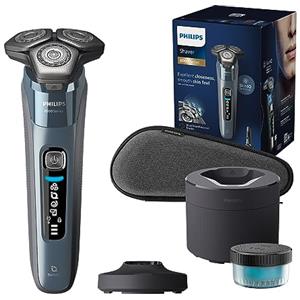 Philips Rasoio elettrico Philips S8000 - Rasoio elettrico Wet & Dry con tecnologia SkinIQ, rifinitore a scomparsa, supporto di ricarica, custodia da viaggio e spazzolina per la pulizia (modello S8692/55)