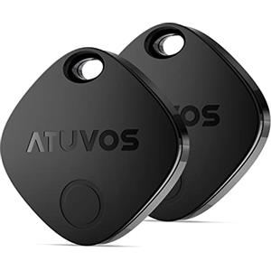 ATUVOS Air Tag Smart Tracker 2 pezzi Nero, Bluetooth Localizzatore Compatibile con Apple Dov'è (solo iOS, Android non supportato), Trova oggetti per Bagagli, Valigie, ZainiBorse, Batteria Sostituibile