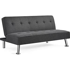 Yaheetech Divano Letto Reclinabile con Seduta Imbottita Convertibile in Letto 105° - 180° Mobile Regolabile da Soggiorno Salotto Stanza Ospiti Arredamento per Riposo Grigio Scuro/Tessuto