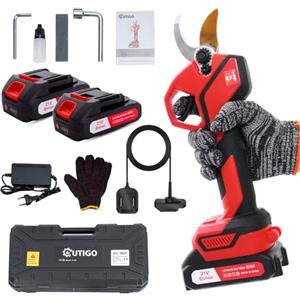 OUTIGO Forbici Potatura Elettriche, Dotato di 2 batterie da 21V 3000mAh, 25 mm, Forbici elettriche da potatura,con Motore brushless per giardinaggio, alberi da frutto, vigneto