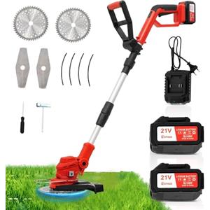 OUTIGO Rasaerba elettrica a batteria 2 x 21 V 4,0 Ah, decespugliatore per il rifinimento del giardino
