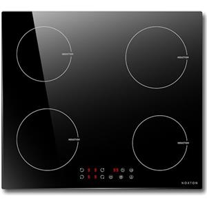 Noxton Piano Cottura a Induzione 4 Fuochi, Piani Cottura Elettrici Domino Incasso, 60cm Piastra Induzione nero con Toccare, Sensore Sicurezza Bambini Blocco, 220 V-240 V, Vetro