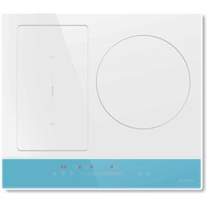 NOXTON Piano Cottura a Induzione 3 Fuochi, 6800W Piani Cottura Elettrico Domino Incasso, 60cm Piastra Induzione di Scivolo con Funzione Boost, Timer, Sensore Sicurezza Blocco, Senza Spina, Bianco