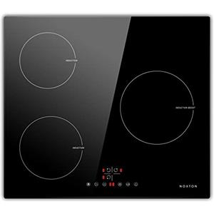 Noxton Piano Cottura Induzione 3 Fuochi Piastra ad Elettrico 59cm Tocca il Controllo Funzione Impulso Timer 9 Livello di Potenza Spegnimento Automatico Indicazione Calore Vetro Nero