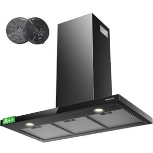 GASLAND TR90BS A++ Cappa Aspirante 90 cm Umluft, Cappa a Parete 881 m³/h con Touch Control, 4 Livelli incl. Booster, Scarico Fumi, Montaggio a Parete, Filtro a Carbone Attivo CF176