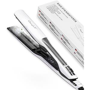 CkeyiN Piastra per capelli a Vapore,Professionale Rivestimento in Ceramica con Funzione Degli Ioni Negativi,PTC Riscaldamento Rapido, Effetto Liscio A Lungo,Temperatura Regolabile 100°C-230°C