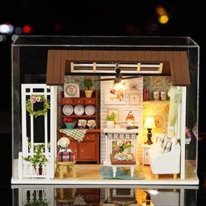 Tiandirenhe Miniatura Casa delle Bambole, Kit Casa Bambole in Legno 3D,Decorazione Per La Stanza Delle Bambole, Luci a Led, Decorazione Natalizia, Regalo Di Compleanno Per Adolescenti, Adulti