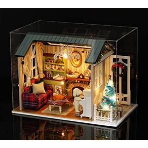 Tiandirenhe Miniatura Casa delle Bambole, Kit Casa Bambole in Legno 3D,Decorazione Per La Stanza Delle Bambole, Luci a Led, Decorazione Natalizia, Regalo Di Compleanno Per Adolescenti, Adulti