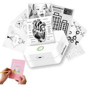 DawnMeet Mini Stampante Termica X6, Mini Stampante Fotografica per Smartphone, Etichettatrice Portatile Bluetooth con 17 Accessori Gratis per Ufficio Casa, Compatibile con iOS e Android, Bianco