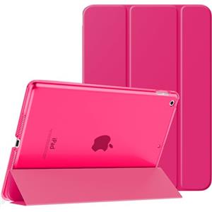 MoKo Cover per Nuovo iPad 9 2021 / iPad 8 2020 / iPad 7 2019, iPad 10.2 Case Ultra Sottile Leggero Custodia in Tri-fold Auto Sveglia/Sonno con Retro Semi-trasparente Rigido, Rosa Brillante
