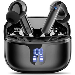 Motost Cuffie Bluetooth, Auricolari Bluetooth 5.3 Stereo con 4 HD ENC Mic, Cuffie Wireless In Ear Cancellazione Rumore, 40 Ore Cuffie Senza Fili IP7 Impermeabile, Cuffiette Bluetooth LED Display, Nero Chiaro