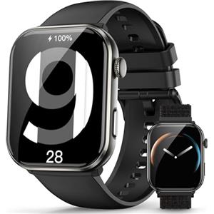 Blackview Smartwatch Donna Uomo, 1.96' HD AMOLED Orologio Intelligente Fitness, Effettua e Rispondi alle Chiamate/112+ Sportive/SpO2/Monitoraggio del Sonno/Cardiofrequenzimetro per Android IOS