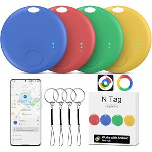FUYAOSC Air tracker Android, 4 PCS Smart Tracker Tag Localizzatore Chiavi Compatibile con Trova Dispositivo(Solo Android), Bluetooth Tracker Compatibile per Portafogli,Chiavi,Zaini, valigia (Multicolore)