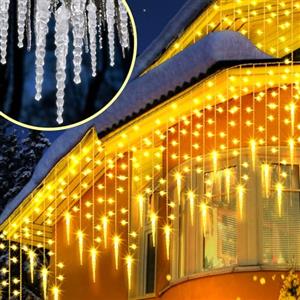 Uping Luci Natale Esterno Cascata Tenda Luminosa Natale Esterno 400 LED 9M Cascata Luci Natalizie Decorazioni Natalizie per Esterno Balcone Funzione Timer