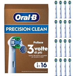 Oral-B Testine di Ricambio Pro Precision Clean - 16 Pezzi Bianchi, Confezione Adatta alla Buca delle Lettere