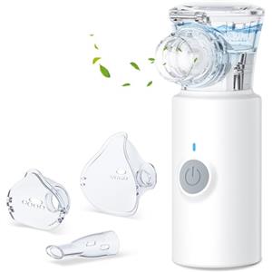 Sixriver Aerosol Portatile Silenzioso, ‎Sixriver Macchina Aerosol per Adulti e Bambini, Aerosol Ultrasuoni con 2 Maschere E Boccaglio, USB-C Ricaricabile Macchina Aerosol per Viaggi e Uso Domestico, Bianco