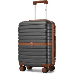 KONO Valigia Bagaglio a Mano 55x40x20 Rigida ABS+PC Trolley con 8 Ruote Leggero (55 cm, Grigio/Marrone)