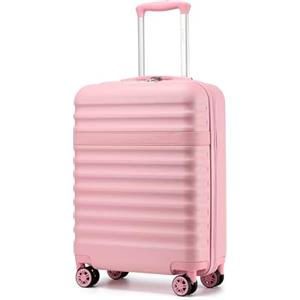 KONO Valigia Bagaglio a Mano Trolley Piccola Valige Rigida ABS+PC Hardshell Leggero Viaggio Cabina con 4 Ruote e TSA Lucchetto, Rosa
