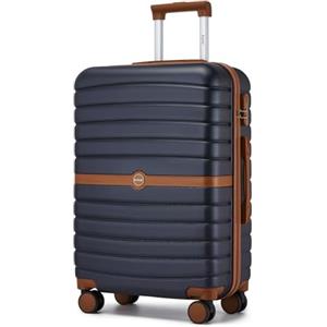 KONO Valigia Media Rigida 20 kg ABS+PC Trolley con 8 Ruote Leggero (65,6 cm, Marina Militare/Marrone)