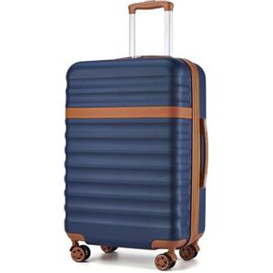 KONO Valigia Bagaglio a Mano Trolley Media Valige Rigida Medio Viaggio ABS+PC Hardshell Leggero con 4 Ruote e TSA Lucchetto, Marina Militare/Marrone