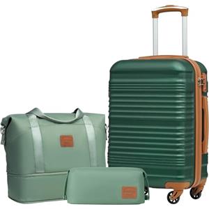 COOLIFE Set di Valigie Rigida 3 Pezzi, Set Valigie con Borsone da Viaggio Espandibile Palestra e Borsa da Toilette, Valigia con 4 Rotelle Girevoli a 360° TSA Serratura