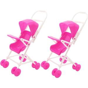ORFOFE 2 Passeggino Giocattolo per Bambole in Resistente Carrozzina per Bambine e Accessorio Realistico per Giochi Ruolo e Feste