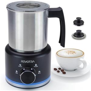 REVOTRA Montalatte Elettrico 4-in-1, Schiumalatte Automatico Caldo e Freddo, 500ml, 600W, Acciaio Inox, Lavabile in Lavastoviglie, per Cappuccino, Latte, Cioccolata Calda