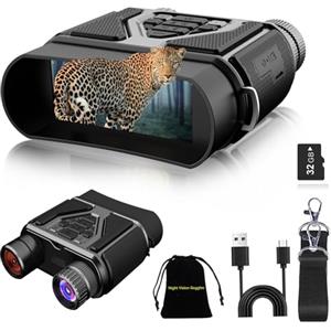 Xilecam Visore Notturno Caccia Include Memoria da 32 GB Binocolo Visione Notturna Binocolo Infrarossi Perfetto per il campeggio, la caccia e l'osservazione notturna. Un regalo perfetto per gli uomini（nero）