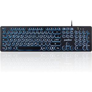 Perixx PERIBOARD-317R - Tastiera cablata USB retroilluminata, lettere maiuscole - LED luminoso tricolore - eleganti tasti rotondi - layout QWERTZ tedesco