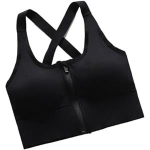 xotoa Reggiseno sportivo da donna con supporto elevato, chiusura frontale con cerniera, reggiseno sportivo senza ferretto for yoga, palestra e fitness, imbottitura rimovibile(Black,XXL)