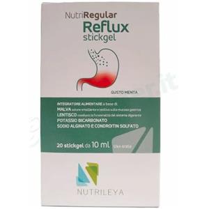 Nutrileya Nutriregular Reflux - Integratore per Reflusso Stomaco, 20 Stickgel, Senza Glutine