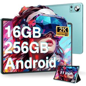 DMOAO Tablet 11 Pollici Android con 16GB RAM 256GB ROM(1TB Espandibile), 2K FHD Tablet con Camera Tripla(13MP+5MP+2MP), 8 Core, 2.0 GHz, IPS 2000 * 1200, 5G Wi-Fi, 8600 mAh, GPS, BT 5.0,Verde