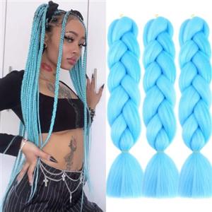 jooceebaby Azzurro Cielo Extension Per Treccine Africane 24" Treccia Capelli Extension Ombre Jumbo Treccia Extension Capelli Fibra Sintetica Treccia Di Scatola Crochet Twist Intrecciare