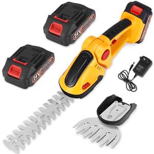 DoeDoefong Tagliasiepi a Batteria, Decespugliatore e Tagliaerba 2-in-1, Tagliasiepi Elettrico 2x1500mAh Bat-teria, Taglia Siepi da Giardino a Batteria Lunghezza Lama 22cm&6cm Per Tagliare Siepi e Prati (2 in 1)