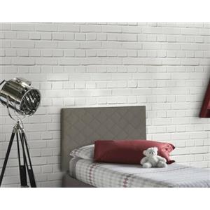 Talamo Italia - Letto singolo Cleziana, Testata in ecopelle a muro, 100% Made in Italy, adatta a letto Singolo, Cm 90x60, Tortora