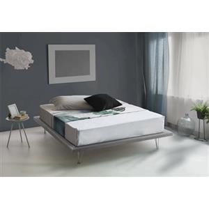 Talamo Italia - Letto matrimoniale Linda, Letto fisso in tessuto con piedini, 100% Made in Italy, adatto per materasso Cm 160x200, Grigio