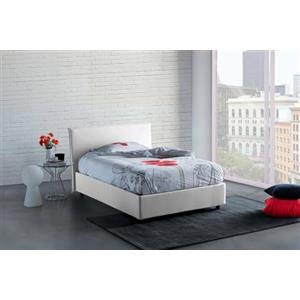 Talamo Italia Letto contenitore Una piazza e mezza Anna, Made in Italy, Letto con rivestimento in tessuto, Apertura frontale, adatto per materasso cm 120x190, Bianco