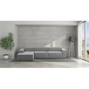 Talamo Italia - Divano fisso con penisola Licia, Divano componibile con chaise longue sinistra, Sofà moderno in tessuto, 100% Made in Italy, Cm 340x170h70, Grigio