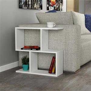 Dmora - Tavolino da Salotto Polyh, Tavolo Basso da caffè, Portariviste per Divano, Ripiano da Soggiorno, 60x20h60 cm, Bianco