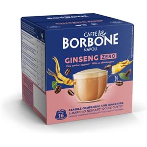 Caffè Borbone Ginseng Zero - 16 Capsule - Zero Grassi, Zero Zuccheri, Zero Glutine - Compatibili con macchine ad uso domestico Nescafè®* Dolce Gusto®*