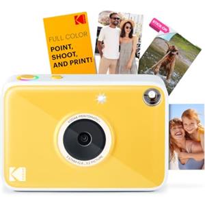 KODAK Printomatic+ Fotocamera Digitale Istantanea 10MP con LED RGB, stampa foto a colori su carta Zink 2x3" - Gialla