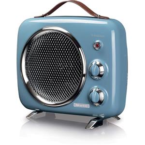 Ariete Termoventilatore Vintage, Freddo e Caldo, Termostato regolabile, Maniglia per facile trasporto, 2000 W, Celeste