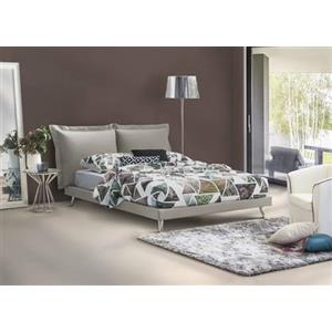 Talamo Italia - Letto matrimoniale Ludovica, Letto fisso in tessuto con piedini, 100% Made in Italy, adatto per materasso 160x190 cm, Grigio