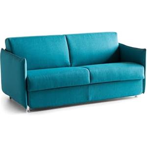 Talamo Italia -Divano letto 2 posti Violante, Sofà trasformabile per salotto, imbottito, sfoderabile, Qualità 100% Made in Italy, 160x95 h90 cm, Azzurro