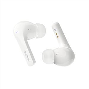 Belkin SoundForm™ Motion Auricolari true wireless con cancellazione del rumore, custodia di ricarica wireless, 2 microfoni per auricolare; cuffie Bluetooth di grado IPX5 per iPhone e Samsung - Bianco