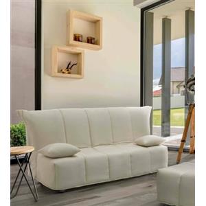 Talamo Italia Divano Letto 2 posti Alisee, Sofà Soggiorno con Apertura a Carrello in Tessuto Imbottito, Cuscini Inclusi, 100% Made in Italy, Cm 125x90h85, Beige