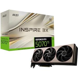 MSI GeForce RTX 5070 Ti 16G Inspire 3X OC scheda video - 16GB GDDR7 (28Gbps/256 bit), tripla ventola STORMFORCE - HDMI 2.1b, DisplayPort 2.1b, compatibile con case compatti (SFF Ready)
