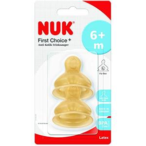Nuk 10713239 First Choice+ Tettarella, Lattice, 6-18 Mesi, 2 Pezzi, Beige, L